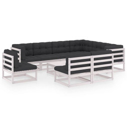 vidaXL 3076840 - 10 Piece Garden Lounge Set with Cushions Solid Wood Pine