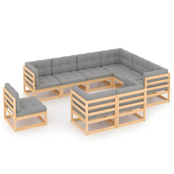 vidaXL 3076854 - 9 Piece Garden Lounge Set with Cushions Solid Wood Pine