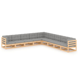 vidaXL 3076894 - 9 Piece Garden Lounge Set with Cushions Solid Wood Pine