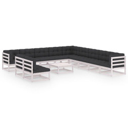 vidaXL 3076930 - 12 Piece Garden Lounge Set with Cushions Solid Wood Pine