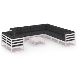 vidaXL 3076970 - 10 Piece Garden Lounge Set with Cushions Solid Wood Pine