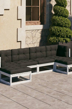 vidaXL 3077115 - 6 Piece Garden Lounge Set with Cushions Solid Wood Pine