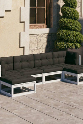 vidaXL 3077115 - 6 Piece Garden Lounge Set with Cushions Solid Wood Pine