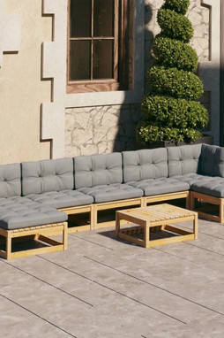 vidaXL 3077129 - 8 Piece Garden Lounge Set with Cushions Solid Wood Pine