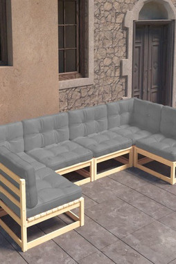 vidaXL 3077174 - 6 Piece Garden Lounge Set with Cushions Solid Wood Pine