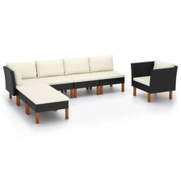 vidaXL 3082081 - 7 Piece Garden Lounge Set Poly Rattan and Eucalyptus Wood