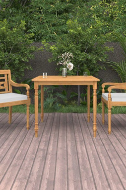 vidaXL 3087035 - 3 Piece Garden Dining Set with Cushions Solid Teak Wood