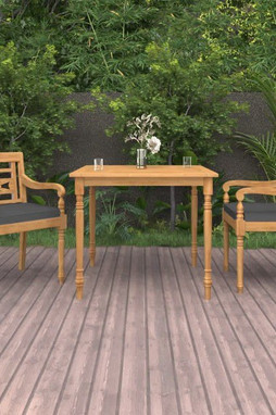 vidaXL 3087037 - 3 Piece Garden Dining Set with Cushions Solid Teak Wood