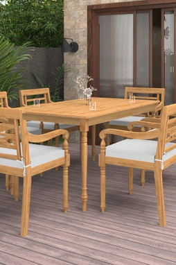 vidaXL 3087042 - 7 Piece Garden Dining Set with Cushions Solid Teak Wood