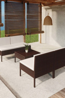 vidaXL 3094307 - 5 Piece Garden Lounge Set with Cushions Poly Rattan