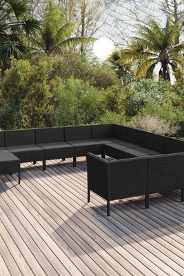 vidaXL 3094525 - 12 Piece Garden Lounge Set with Cushions Poly Rattan