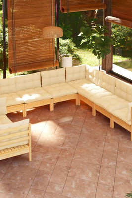 vidaXL 3096899 - 9 Piece Garden Lounge Set with Cushions Solid Pinewood