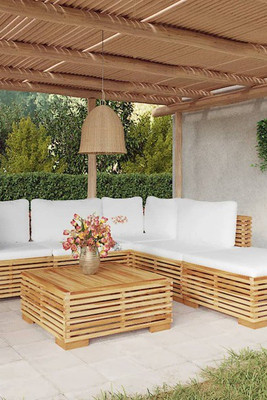 vidaXL 3100859 - 6 Piece Garden Lounge Set with Cushions Solid Teak Wood