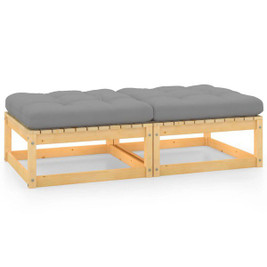 vidaXL 805740 - Garden Footstools with Cushions 2 pcs Solid Wood Pine