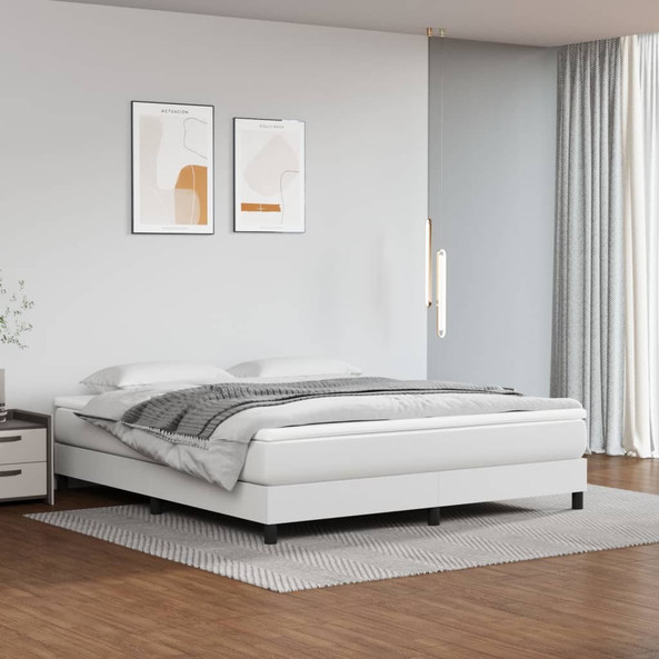 vidaXL 3120735 - Cadre de lit sans matelas blanc similicuir