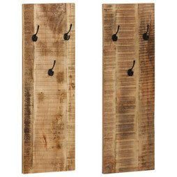 vidaXL 246025 - Porte-manteau mural 2 pcs Bois de manguier massif 36x110x3 cm