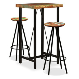 vidaXL 275140 - Ensemble de bar 3 pcs Bois de récupération massif