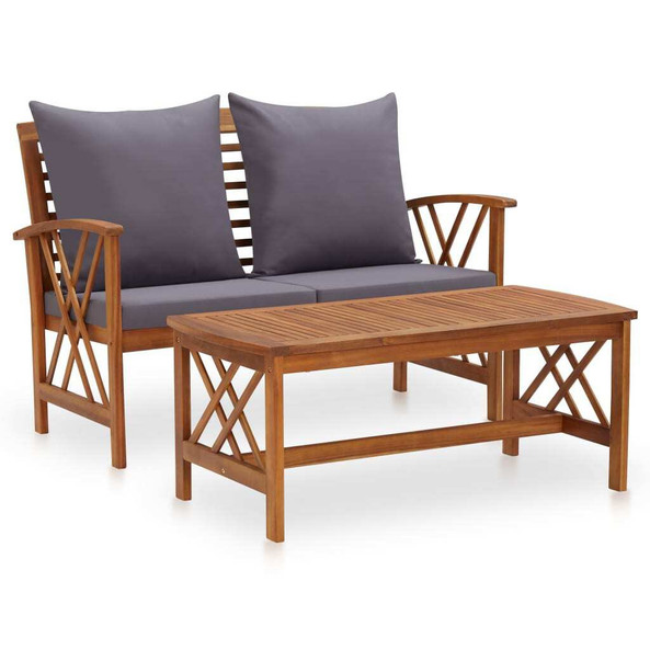vidaXL 310274 - 2 Piece Garden Lounge Set with Cushions Solid Acacia Wood