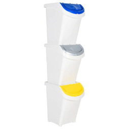 vidaXL 364070 - Poubelles empilables avec couvercles 3 pcs blanc PP 120 L