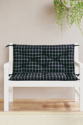 vidaXL 361672 - Garden Bench Cushions 2pcs Black Check Pattern 100x50x7cm Fabric