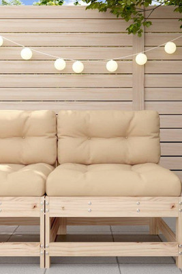 vidaXL 825548 - Middle Sofa with Cushions Solid Wood Pine