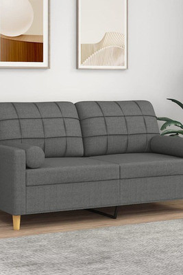 vidaXL 3200783 - 2-Seater Sofa with Throw Pillows Dark 140 cm Fabric