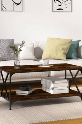 vidaXL 823309 - Coffee Table Smoked Oak 100x50x45 cm Engineered Wood and Iron