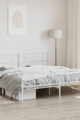 vidaXL 355339 - Cadre de lit métal sans matelas et pied de lit blanc 183x213 cm