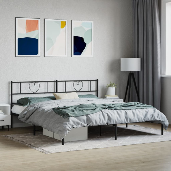 vidaXL 355469 - Cadre de lit métal sans matelas avec tête de lit noir 193x203cm