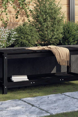 vidaXL 832384 - Banc de jardin noir 108x35x45 cm bois massif de pin