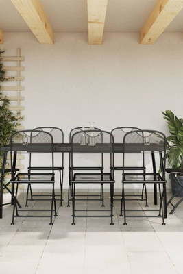 vidaXL 3211815 - 9 Piece Garden Dining Set Metal Mesh