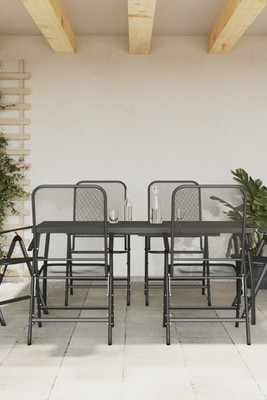 vidaXL 3211822 - 7 Piece Garden Dining Set Metal Mesh