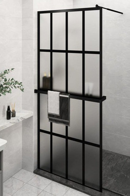 vidaXL 3185469 - Walk-in Shower Wall with Shelf 100x195 cm ESG Glass&Aluminium