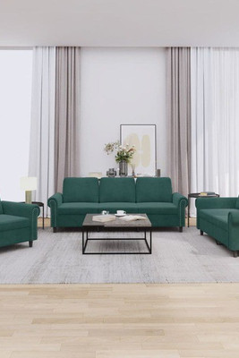 vidaXL 3202172 - 3 Piece Sofa Set with Cushions Dark Velvet