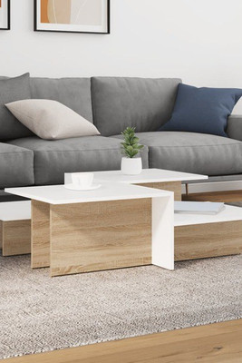 vidaXL 3216154 - Coffee Tables 2 pcs Sonoma Oak and White Engineered Wood