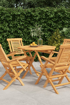 vidaXL 3155026 - 5 Piece Garden Dining Set Solid Wood Teak