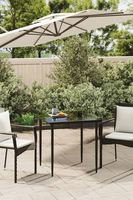 vidaXL 3185095 - 3 Piece Garden Dining Set with Cushions Poly Rattan