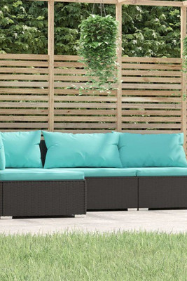 vidaXL 317534 - 4 Piece Garden Lounge Set with Cushions Poly Rattan