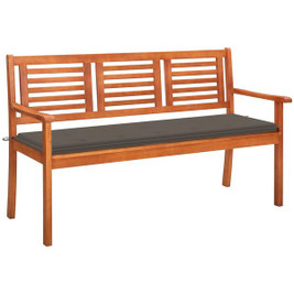 vidaXL 3061004 - Banc de jardin 3 places avec coussin 150 cm Bois d'eucalyptus
