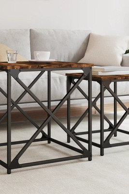 vidaXL 838945 - Nesting Coffee Tables 2 pcs Smoked Oak Engineered Wood