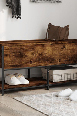 vidaXL 839025 - Banc de rangement chêne fumé 100x42,5x47 cm bois dingénierie