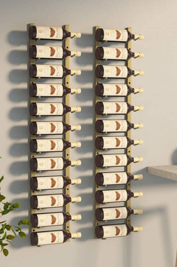 vidaXL 340882 - Casier à vin mural pour 12 bouteilles 2 pcs Doré Fer