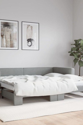 vidaXL 3196655 - Daybed with Trundle without Mattress Light 100x190 cm