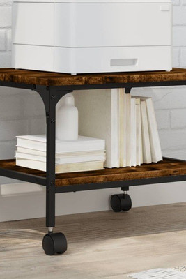 vidaXL 842283 - Printer Stand 2-Tier Smoked Oak 50x40x38 cm Engineered Wood