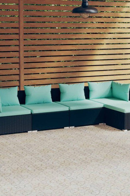 vidaXL 3101657 - 5 Piece Garden Lounge Set with Cushions Poly Rattan
