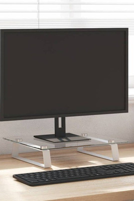 vidaXL 374219 - Monitor Stand 40x35x8 cm Tempered Glass and Metal
