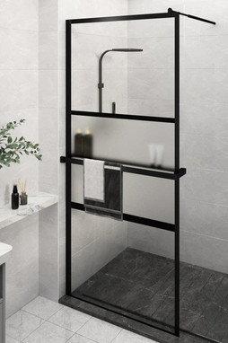 vidaXL 3185474 - Walk-in Shower Wall with Shelf 100x195 cm ESG Glass&Aluminium