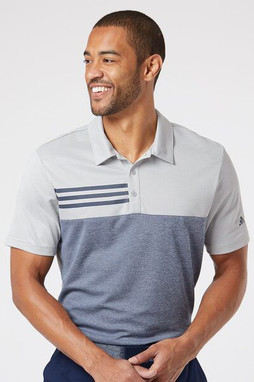 Adidas A508 - Heathered Colorblocked 3-Stripes Polo
