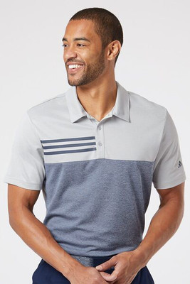 Adidas A508 - Heathered Colorblocked 3-Stripes Polo