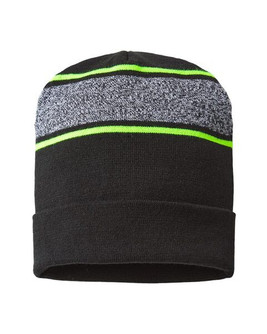 CAP AMERICA RKV12 - USA-Made Variegated Striped Cuffed Beanie